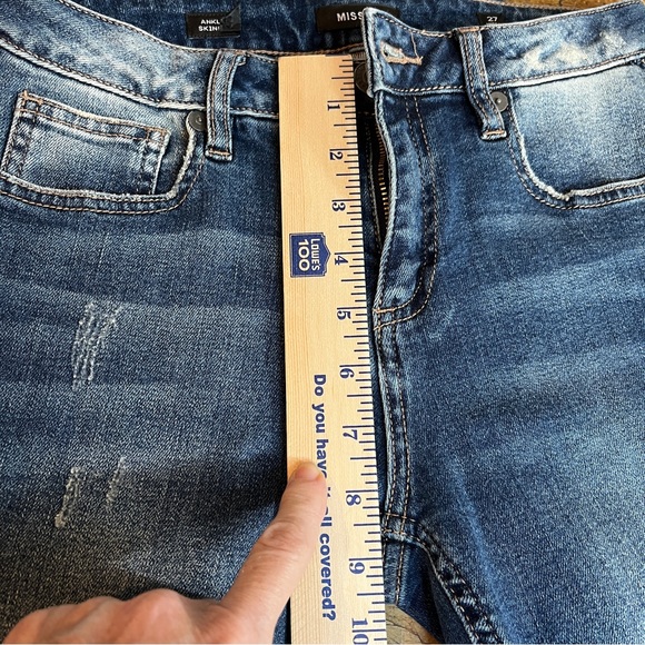 MISS ME Ankle Skinny Embroidered Medium Wash Distressed size 27 Jeans - Picture 12 of 16